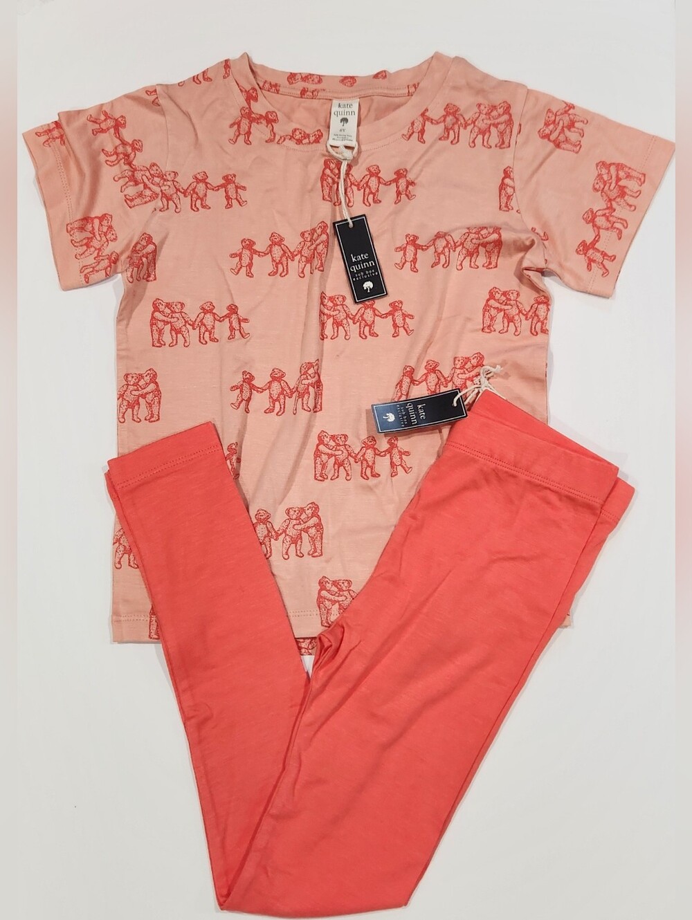 Kate Quinn Teddy Bear Shirt Legging Pants Outfit Set 6Y NWT Box Exclusive Bamboo